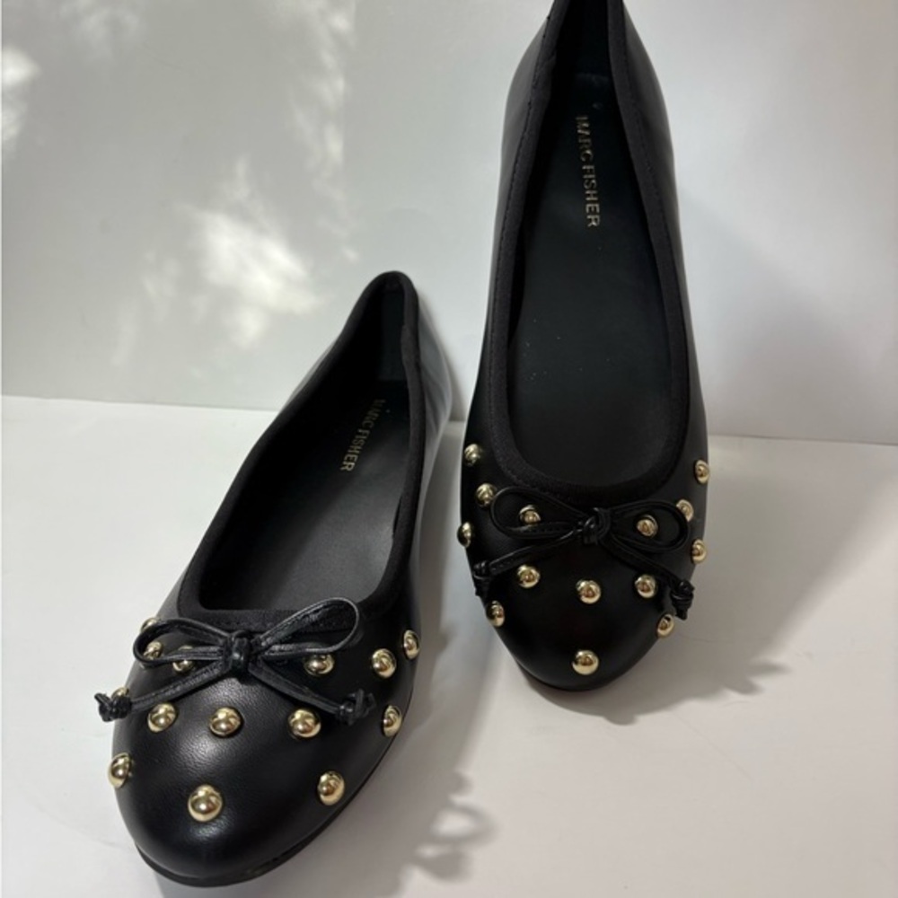 MARC FISHER  Black Flats with Gold Studs